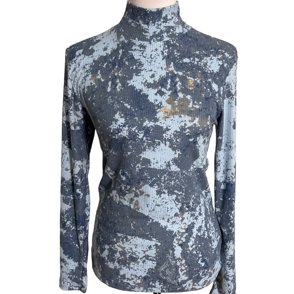 LuLaRoe Tops - LuLaRoe Abstract Blue and Tan Turtleneck Top